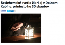 Betlehemské svetlo žiari aj v Dolnom Kubíne, prinieslo ho 30 skautov