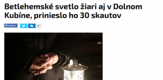 Betlehemské svetlo žiari aj v Dolnom Kubíne, prinieslo ho 30 skautov