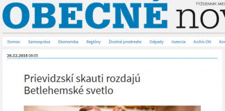 Prievidzskí skauti rozdajú Betlehemské svetlo