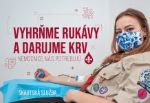 Skautská služba vyzýva na darovanie krvi. Pomôžme spolu doplniť krv, ktorá chýba Skautská slžby vyzýva na darovanie krvi.